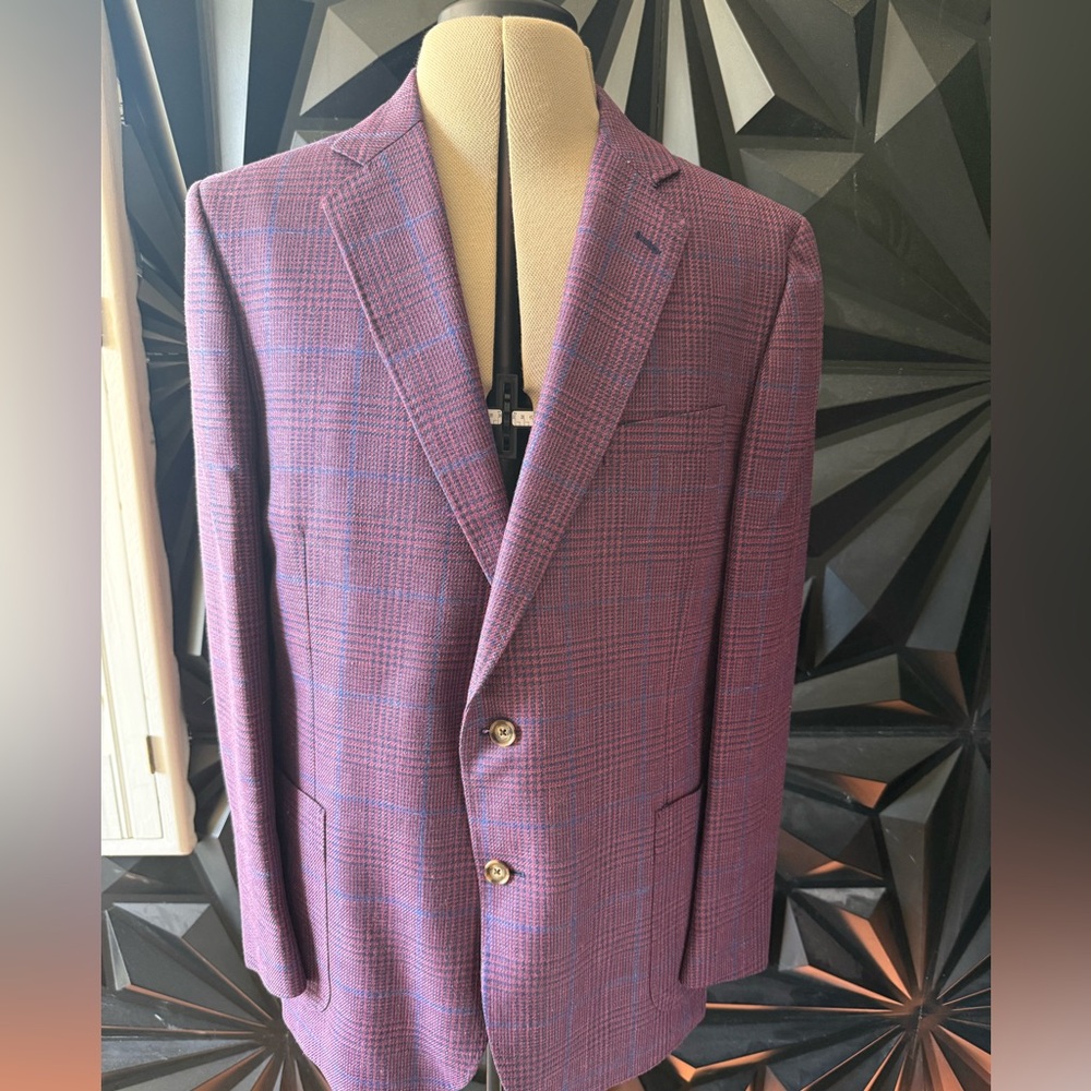 Brooks Brothers Classic Fit Wool-Linen-Silk Overcheck 1818 Sport Coat - Picture 2 of 7